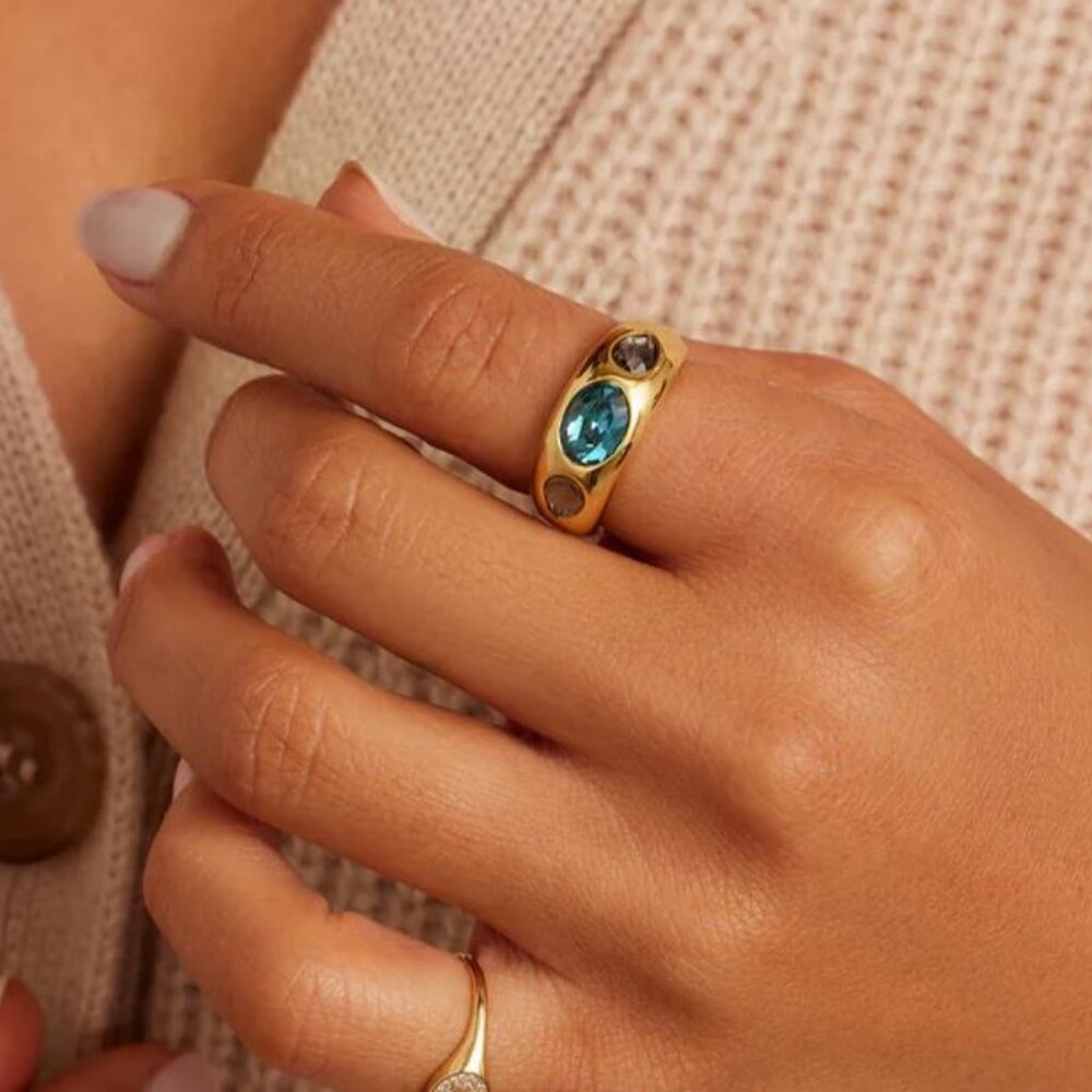 Gorjana Gold Nova Ring in Blue Mix - Picture 2 of 6